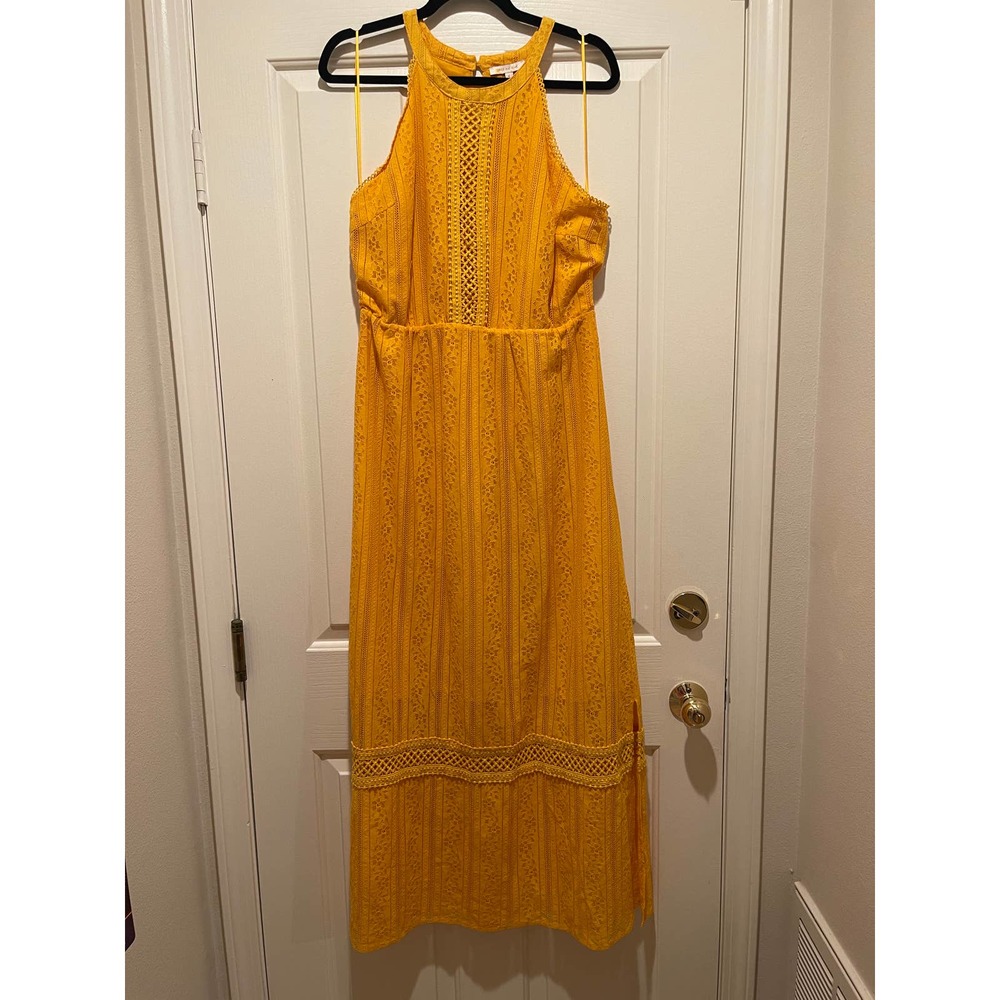 Brand New! Stitch Fix Gold/Yellow Crochet Trim Lace Maxi Dress - Size Large